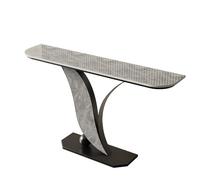 Modern console table with leaf base, elegant half-moon entryway table with slate top and storage shelf, scratch-resistant finish, luxurious accent for entryways and living rooms (150cm/59 in