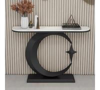 Modern Console Table with Metal Base, Elegant Marble Top for Hallway, Entryway, or Behind The Couch