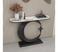 Modern Console Table with Metal Base, Elegant Marble Top for Hallway, Entryway, or Behind The Couch