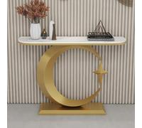 Modern Console Table with Metal Base, Elegant Marble Top for Hallway, Entryway, or Behind The Couch