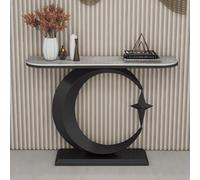 Modern Console Table with Metal Base, Elegant Marble Top for Hallway, Entryway, or Behind The Couch