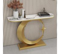 Modern Console Table with Metal Base, Elegant Marble Top for Hallway, Entryway, or Behind The Couch