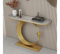 Modern Console Table with Metal Base, Elegant Marble Top for Hallway, Entryway, or Behind The Couch