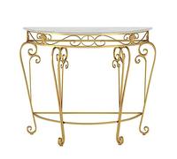 Modern Console Table with Metal Frame - Easy Assembly Half Circle Entryway Table for Living Room, Hallway & Small Spaces - Stylish & Space-Saving Design