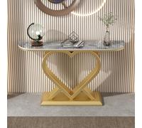 Modern Console Table with Rock Board Top, 39.4" Entryway Sofa Table for Living Room, Hallway, Foyer