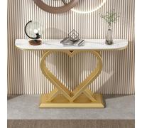 Modern Console Table with Rock Board Top, 39.4" Entryway Sofa Table for Living Room, Hallway, Foyer