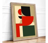 Modern Constructivist Forms Geometric Framed Wall Art Print A1 (84.1×59.4cm) Oak, Wall Decor for Living Room, Bedroom, Office & Home, Ready to Hang, Art Gift