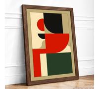Modern Constructivist Forms Geometric Framed Wall Art Print A2 (59.4×42cm) Walnut, Wall Decor for Living Room, Bedroom, Office & Home, Ready to Hang, Art Gift