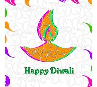 Modern Contemporary Diwali Card - Happy Diwali Card - Multi-Coloured Diwali Divo