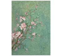 Modern Contemporary Pink Plum Blossoms Artwork Decorative Hand Painted Abstract Green Oil Paintings On Canvas Wall Art Décor For Living Room Bedroom Home 100X150Cm（39X59Inch)