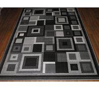 Modern Contemporary Squares Design 160cm x 230cm (Approx 8x5) in Black/Grey Rugs