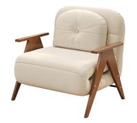 Modern Convertible Sofa Chair Bed for Small SpacesAdjustable 6Position Sleeper Couch with Solid Wood Arms Ideal for Apartments & Guest Rooms (White)