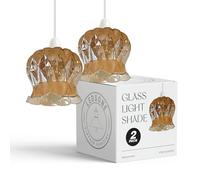 Modern Copper Glass Light Shade 12cm, Lampshades for Ceiling Lights, Reducer Rings Pendant Light Shade, Hanging Replacement Lamp Shades for Bedroom, Living Room, Kitchen, Hallway