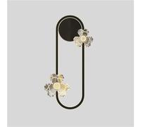 Modern Copper Wall Sconce with Acrylic Flowers, LED Wall Mount Light Fixture, Oval Wall Lamp, Indoor Wall Lighting for Bedroom, Living Room, Bathroom, Hallway