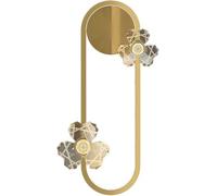Modern Copper Wall Sconce with Acrylic Flowers, LED Wall Mount Light Fixture, Oval Wall Lamp, Indoor Wall Lighting for Bedroom, Living Room, Bathroom, Hallway