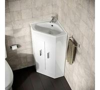 Modern Corner Basin Sink 550 mm White Vanity Cabinet Floor Standing | Zeller