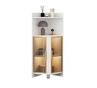 Modern Corner Floor Cabinet with Tempered Glass Doors LED Display Shelves - Stylish High Storage nizer for Bathroom Kitchen Living Room Bedroom