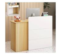 Modern Corner ion Desk Multifunctional Cashier Counter with Locking Mechanism Rounded Baffle Design Patchwork Style Ideal for Retail Shops and Offices (Natural 100cm)