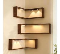 Modern Corner Shelves - Smart Space-Saving Display Rack for Figurines Books & Decor - Stylish Storage Solution for Living Room Bedroom & Study (Set of 3)