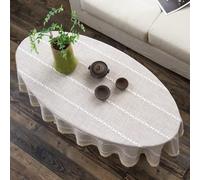 Modern Cotton Linen Oval Table Runner for Living Room Elegant Long Tea Tablecloth (90x140cm) Stylish Home Decor for Dining and Entertaining