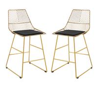 Modern Counter Height Bar Stools Set of 2 pcs Wire Metal Barstools for Kitchen