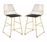 Modern Counter Height Bar Stools Set of 2 Wire Metal Kitchen Breakfast Chairs