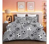 Modern Coverless Duvet 3pcs King 230 x 220 cm - Washable Breathable Quilted Bedspreads With Minimalist Geometric Sports Checkered, Grey Reversible Comforter Summer Bedding With 2 Pillowcases 50 x 75cm