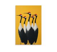 Modern Crane Wall Art Canvas Print Japanese Minimalist Poster Featuring RedCrowned Cranes Elegant Animal Decor for Living Room Office Bedroom Or ZenInspired Spaces Gift 08x12inch(20x30cm) Unframed