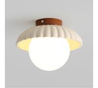 Modern Cream Globe Glass Semi Flush Ceiling Light, Nordic Single Head G9 Base Lamp for Kitchen Hallway Bedroom Living Dining Room Farmhouse Laundry Entryway(Beige)