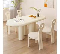 Modern Cream Oval Dining Table Set with 4 Chairs - 5-Piece Fur for Home, Office & Living Room, 160 cm, Stylish Design, Comfortable Seating
