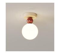 Modern Cream Style Globe Flush Mount Ceiling Light Nordic Minimalist Small Round Moon Close to Ceiling Light Fixture for Hallway Entryway Bedroom Ceiling Lamp(Milk,Moon)/Red/White