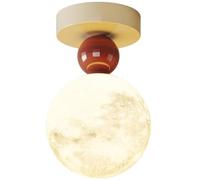 Modern Cream Style Globe Flush Mount Ceiling Light Nordic Minimalist Small Round Moon Close to Ceiling Light Fixture for Hallway Entryway Bedroom Ceiling Lamp(Milk,Moon)/Red/Moon