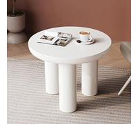 Modern Cream White Coffee Table 27.55" Round - Slish Small Drinking & Tea Table with 3 Legs for Living Room Balcony Couch and End Side Table
