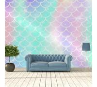 Modern Creative 3D Wallpaper Wall Mural, Colorful Fish Scale Texture 300(W) X210(H) Cm Wall Mural | Self-Adhesive Large Wallpaper for Boys Girls Bedroom Living Room Tv Backdrop Decor-7532047