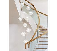 Modern creative chandelier Minimalist Staircase Long Modern Creative Hotel Villa Stairwell Multi Lights Crystal Glass Ceiling Light for Living Room Duplex Restaurant Pendant (Size
