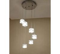 Modern creative chandelier Modern Minimalist for Living Room Duplex Staircase Creative Square Ice Cube Pendant Light 6 Lights Bubble Balls Restaurant Nordic Art Ceiling Lamp 30x80c