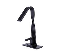 Modern Creative Design Faucet Bathroom, Single Handle 1 Hole Basin Mixer Taps with Waterfall Spout, Matte Black Farmhouse RV Washroom Vanity Vessel Faucets Deck Mount