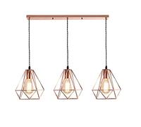 Modern Creative Diamond Shape Pendant Lamp Modern Minimalist Rose Gold Wrought Iron Hanging Light Fixture for Kitchen Island Dinning Room Bar Counter Cafe Sho