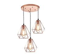 Modern Creative Diamond Shape Pendant Lamp Modern Minimalist Rose Gold Wrought Iron Hanging Light Fixture for Kitchen Island Dinning Room Bar Counter Cafe Sho