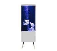 Modern Creative Living Room Office Fish Tank Living Room Home Floor Standing Back Filter Fish Tank Desktop Display(White)