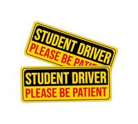 MODERN CREATORS Non-Magnetic Student Driver Sticker - Please Be Patient Decal for Car, Window & Bumper - Removable Paint-Safe Vinyl Student Driver Sign, Waterproof, Easy Apply/Remove, 10x4 inch (2