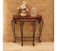 Modern Crescent Entryway Table with Metal Scroll Legs Stylish Hallway Furniture Durable MDF Top (70x35x75cm) Ideal for Living Rooms & Entryways Chic Home Decor