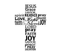 Modern Cross Jesus Christ God Psalm Prayer Wall Decal Living Room Bedroom Christian Bible Verse Quote-S-39x56cm-Black