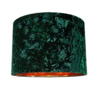 Modern Green Crushed Velvet 12" Table/Pendant Lamp Shade with Shiny Copper Inner, Green