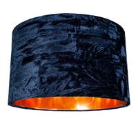 Modern Crushed Velvet Lamp Shade with Shiny Paper Inner Happy Homewares Midnight 10 inches