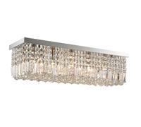HOMCOM Modern Crystal Ceiling Light Square Crystal Chandelier for Living Room, Dining Room, Hall, E14 Base, Silver, 80 x 25 x 23cm