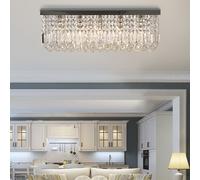 Modern Crystal Ceiling Light Square Crystal Chandelier E14 Base, Silver