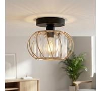 Modern Crystal Ceiling Light with Bulb 16cm Gold Semi Flush Compact Light