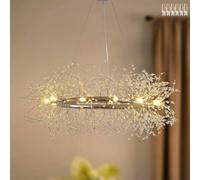 Modern Crystal Chandelier, 8-Light - Silver Dandelion Fireworks Chandelier for Dining Room Bedroom Living Room Dining Room Kitchen Aisle Hallway