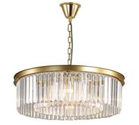 Modern Crystal Chandelier Ceiling Light, Semi Flush Mount LED Fixture with 2-Tier K9 Crystals, Black Finish Pendant Lighting for Dining Room Living Room Bedroom Kitchen Island,60CM,Gold